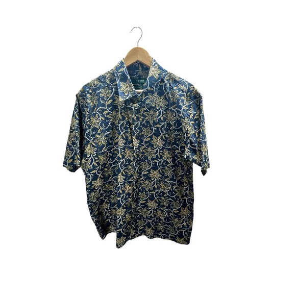 Orvis Shirt Men's Size XL Blue Yellow Floral Button Up Active Fit 100% Cotton - Picture 1 of 5